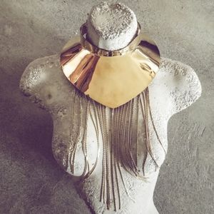 Statement brass huge collar bold necklace chains